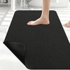 image:imageSmiry Toilet Rugs U Shaped 20x20 Non Slip Rubber Washable Bath Mat  Grey Low Pile Quick Dry Absorbent Bath Mat for Bathroom Floors Tub Sink Shower Outside Home Decor AccessoriesBlack