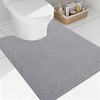 image:imageSmiry Toilet Rugs U Shaped 20x20 Non Slip Rubber Washable Bath Mat  Grey Low Pile Quick Dry Absorbent Bath Mat for Bathroom Floors Tub Sink Shower Outside Home Decor AccessoriesGrey