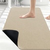 image:imageSmiry Toilet Rugs U Shaped 20x20 Non Slip Rubber Washable Bath Mat  Grey Low Pile Quick Dry Absorbent Bath Mat for Bathroom Floors Tub Sink Shower Outside Home Decor AccessoriesBeige