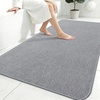 image:imageSmiry Toilet Rugs U Shaped 20x20 Non Slip Rubber Washable Bath Mat  Grey Low Pile Quick Dry Absorbent Bath Mat for Bathroom Floors Tub Sink Shower Outside Home Decor AccessoriesGrey